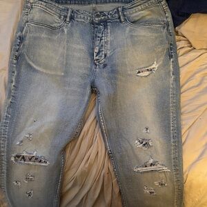 Ksubi Light Blue Distressed Slim Jeans